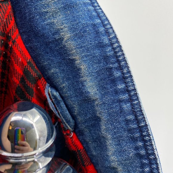 Vintage Bramble Lane Denim bomber jacket size medium plaid lining cotton - Picture 11 of 11